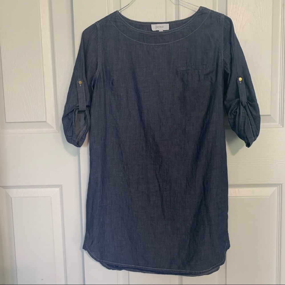 Light Denim Quarter Sleeve Shift Dress